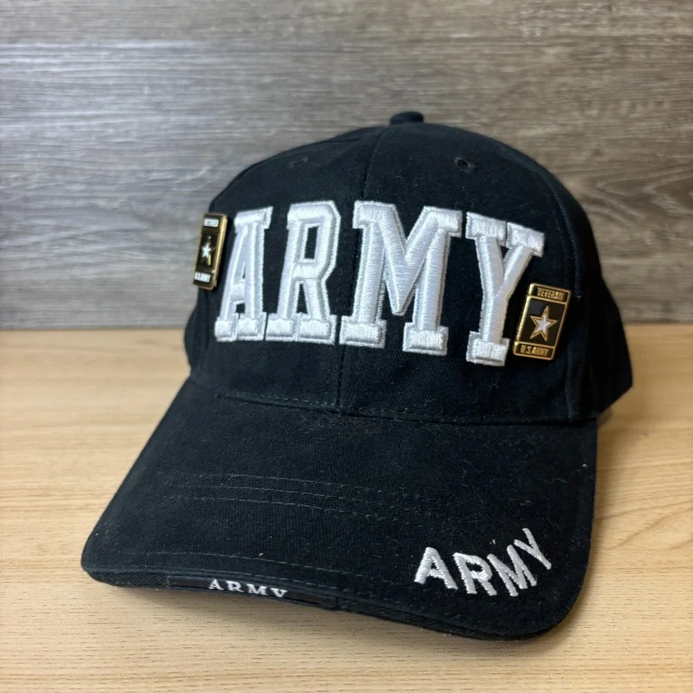 Army Hat Cap Strap Back Black United States Army Strong Adjustable
